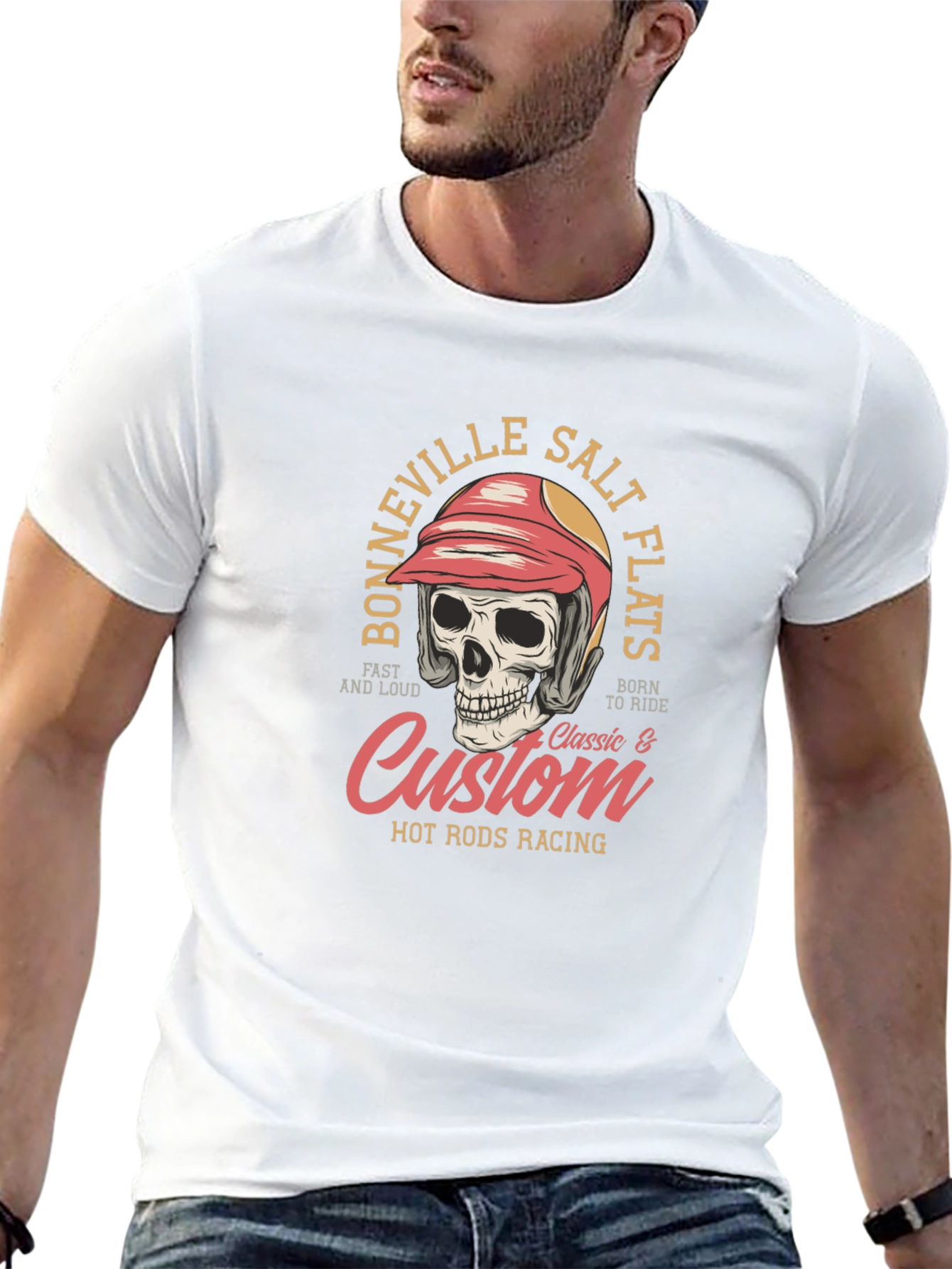 Bonneville Salt Flats Racing Skull Graphic T-Shirt