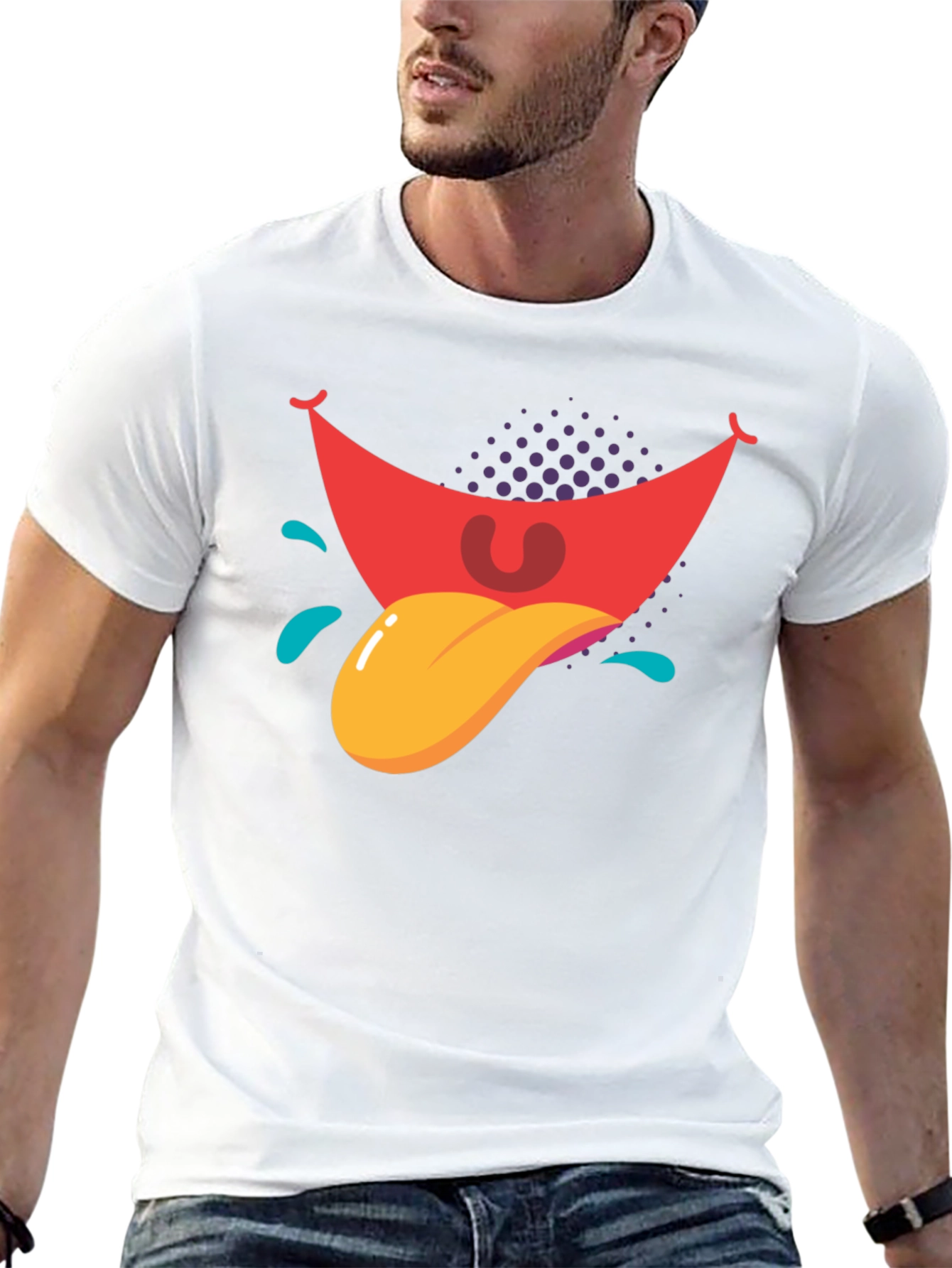 Cartoon Tongue Graphic Black T-Shirt