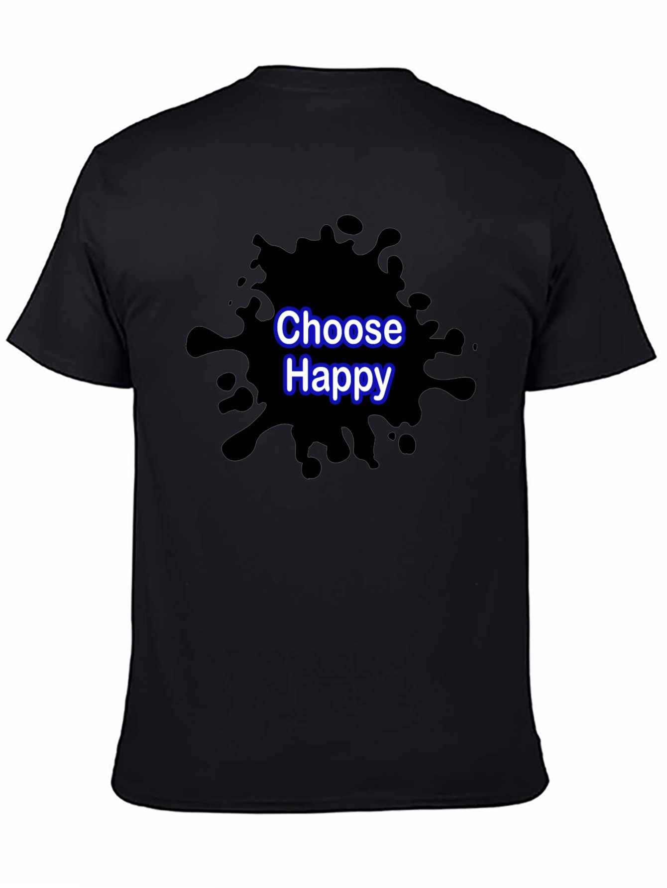 Choose Happy Graphic T-Shirt - Black Cotton Blend