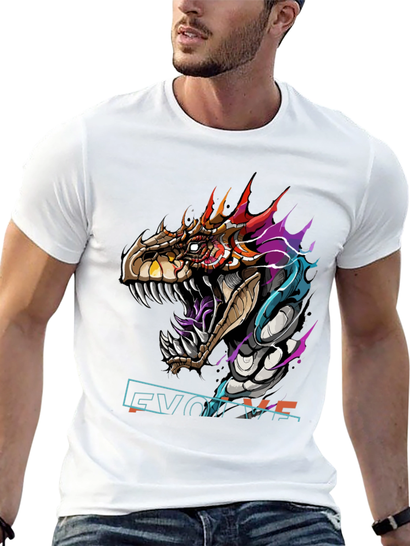 Evolve Dragon Graphic Tee - Black Cotton T-Shirt