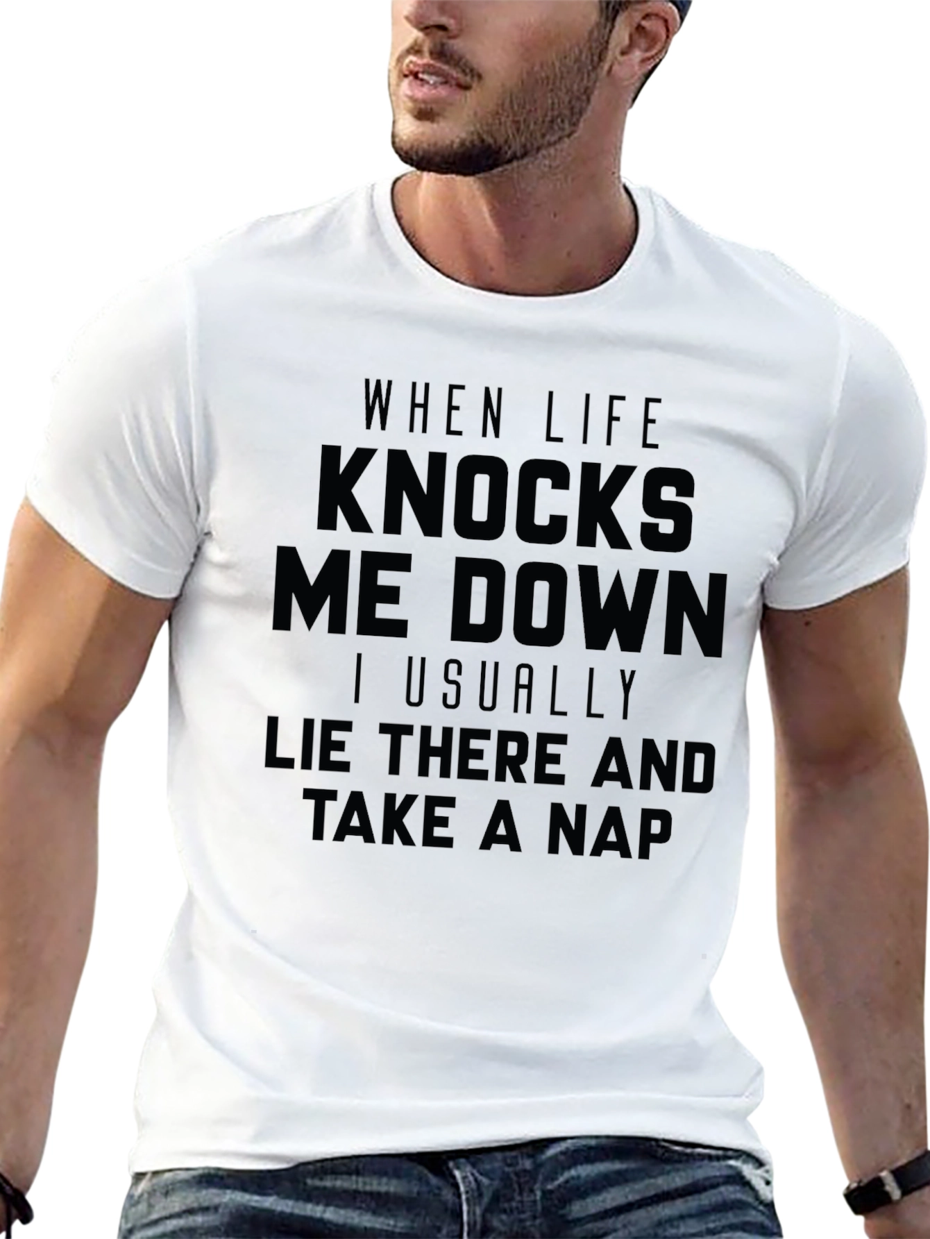 Funny When Life Knocks Me Down Graphic T-Shirt