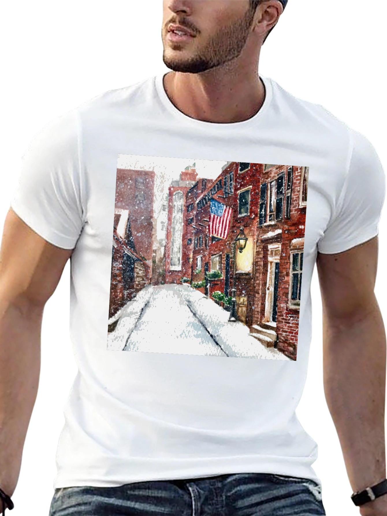 Boston Winter Street Scene T-Shirt