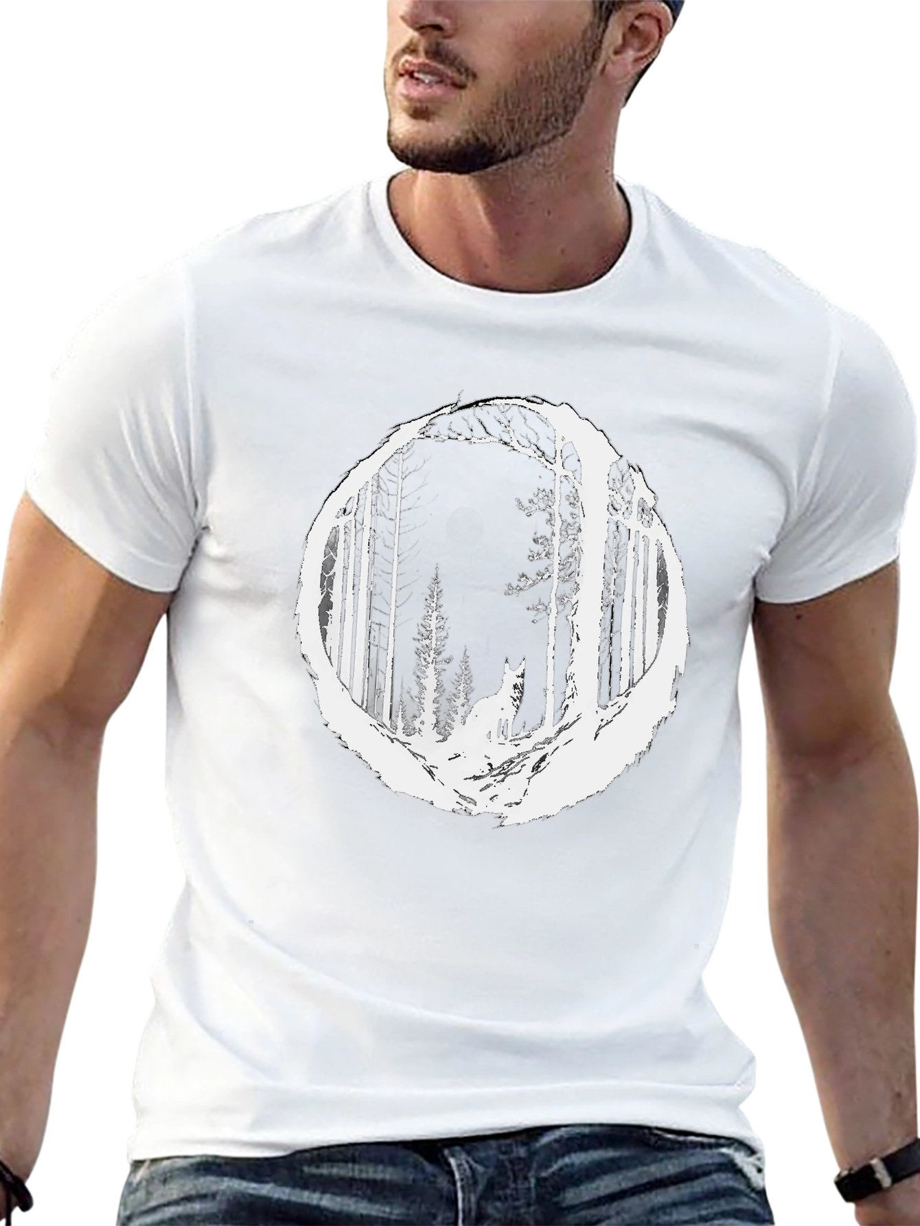 Wolf Forest Graphic Tee - Stylish Black T-Shirt