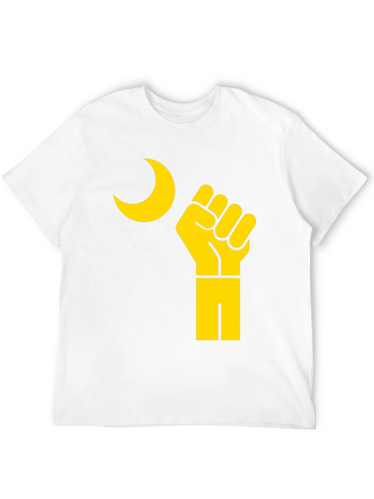 Black Power Fist and Moon Graphic T-Shirt