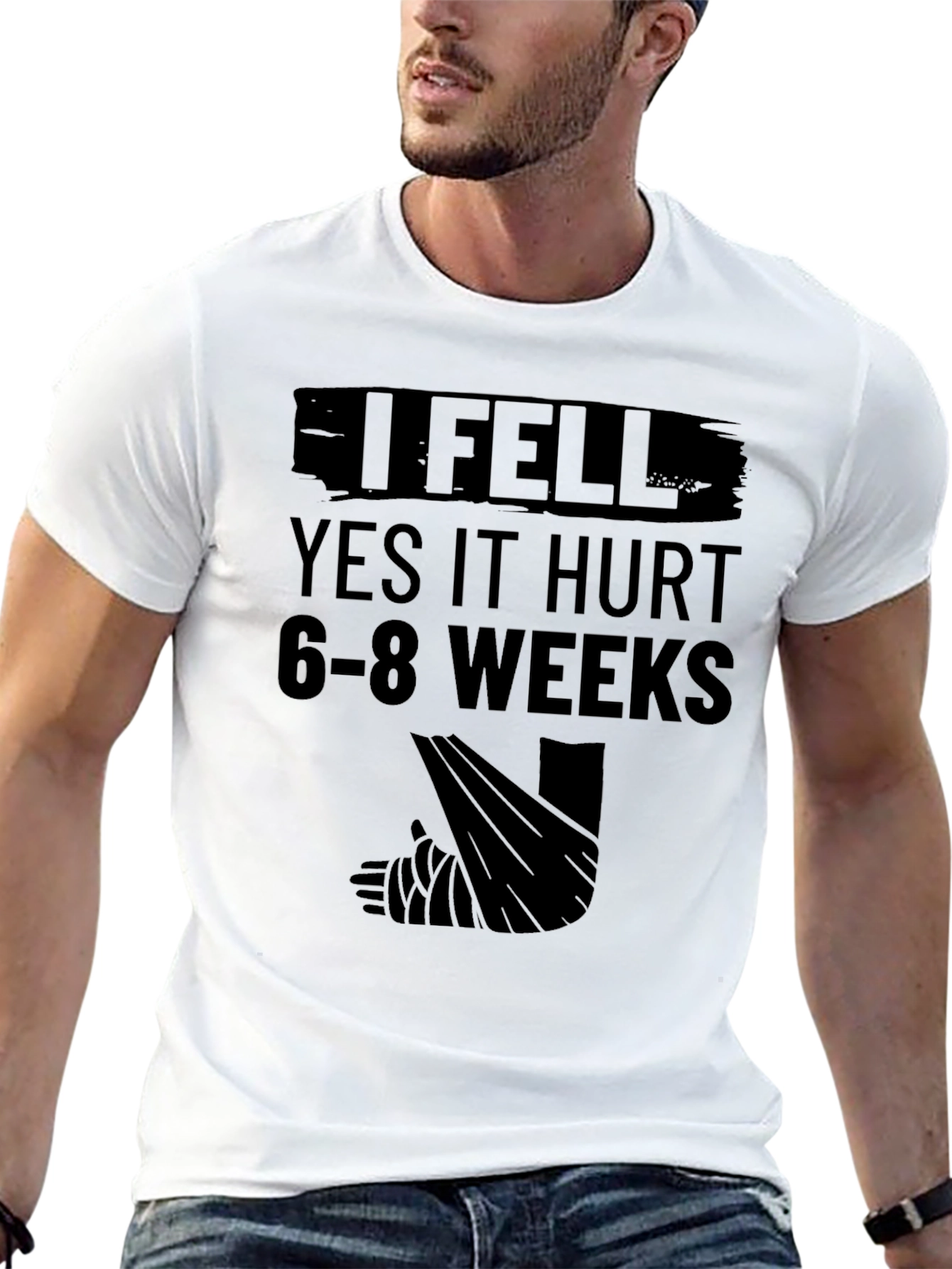 Funny I Fell Broken Leg T-Shirt