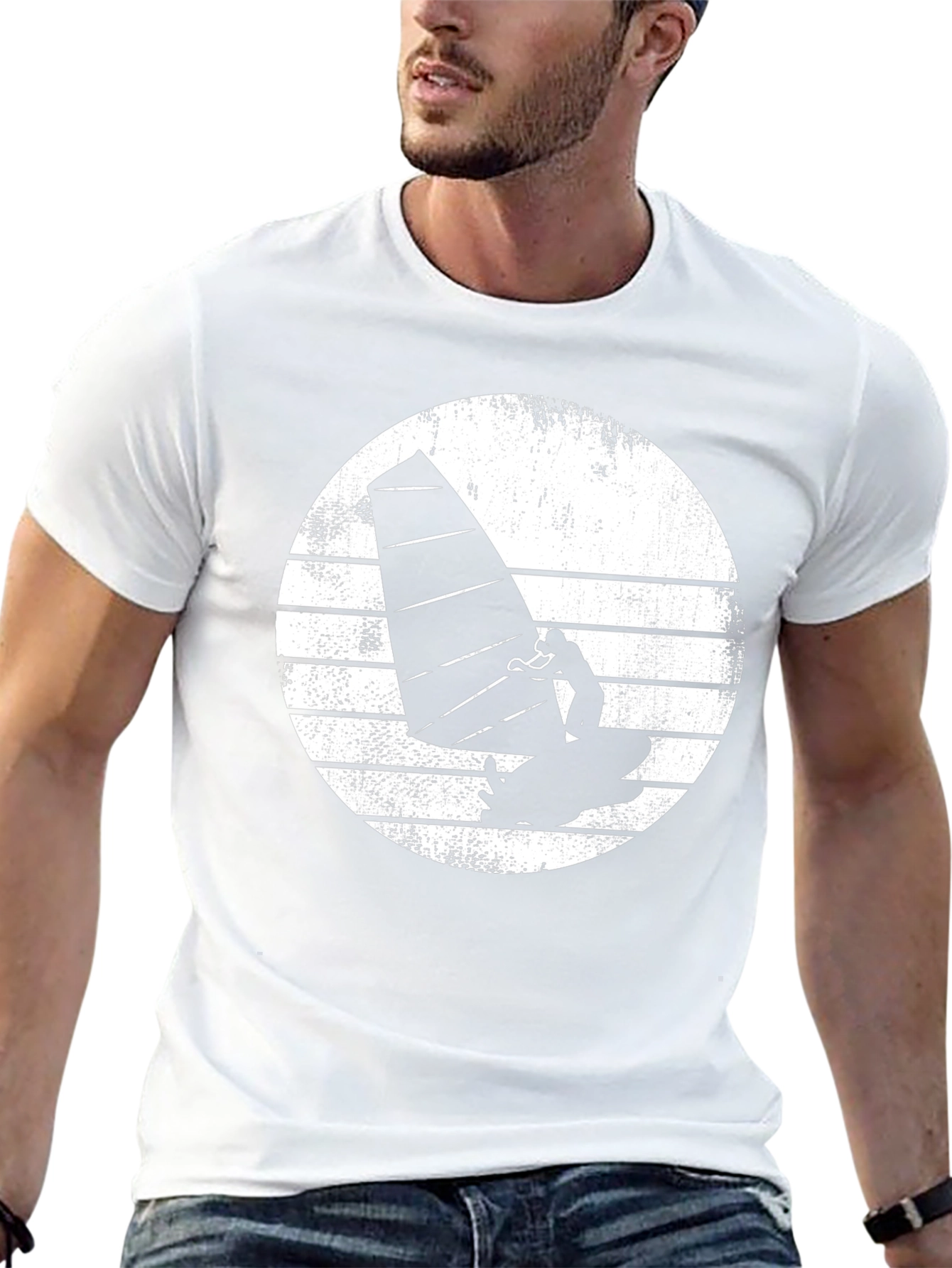 Windsurfer Graphic Tee - Black Cotton T-Shirt