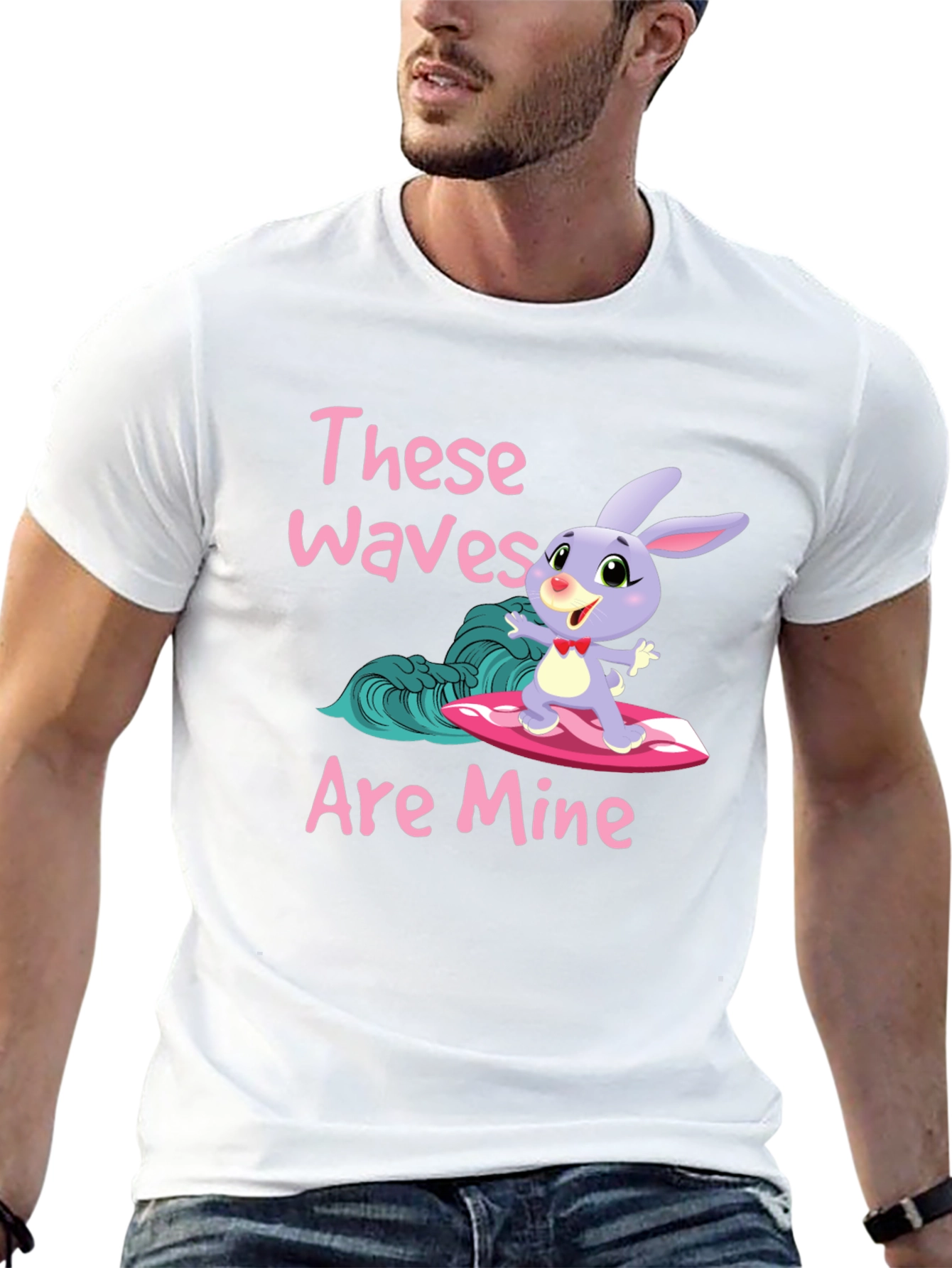 Surfing Bunny T-Shirt - These Waves Are Mine!