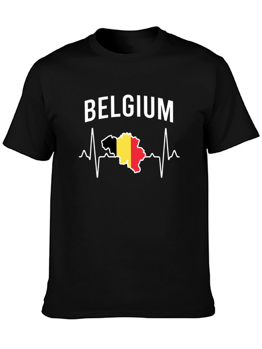 Belgium Heartbeat T-Shirt - Black Graphic Tee