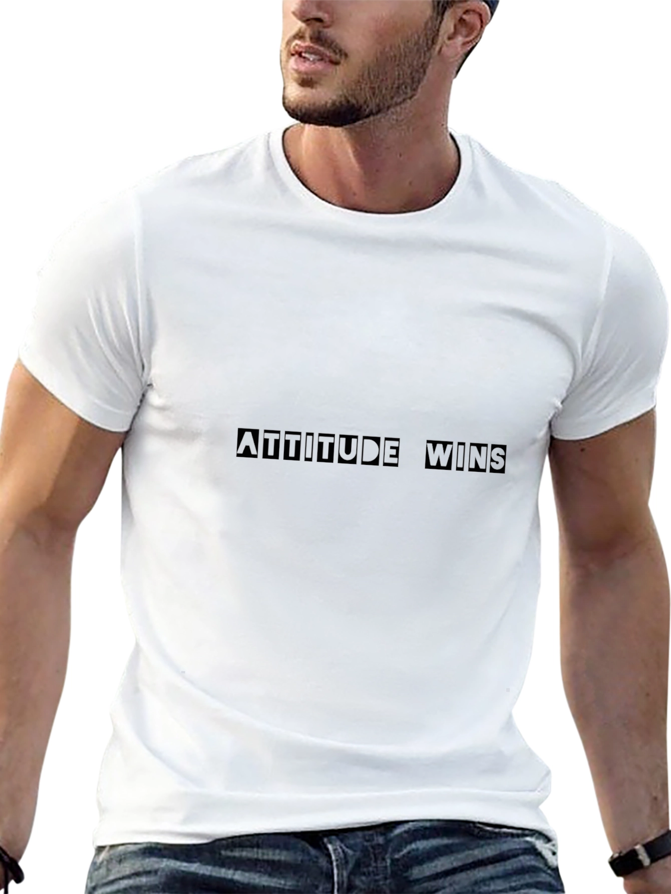 Attitude Wins Mens Black Graphic Tee