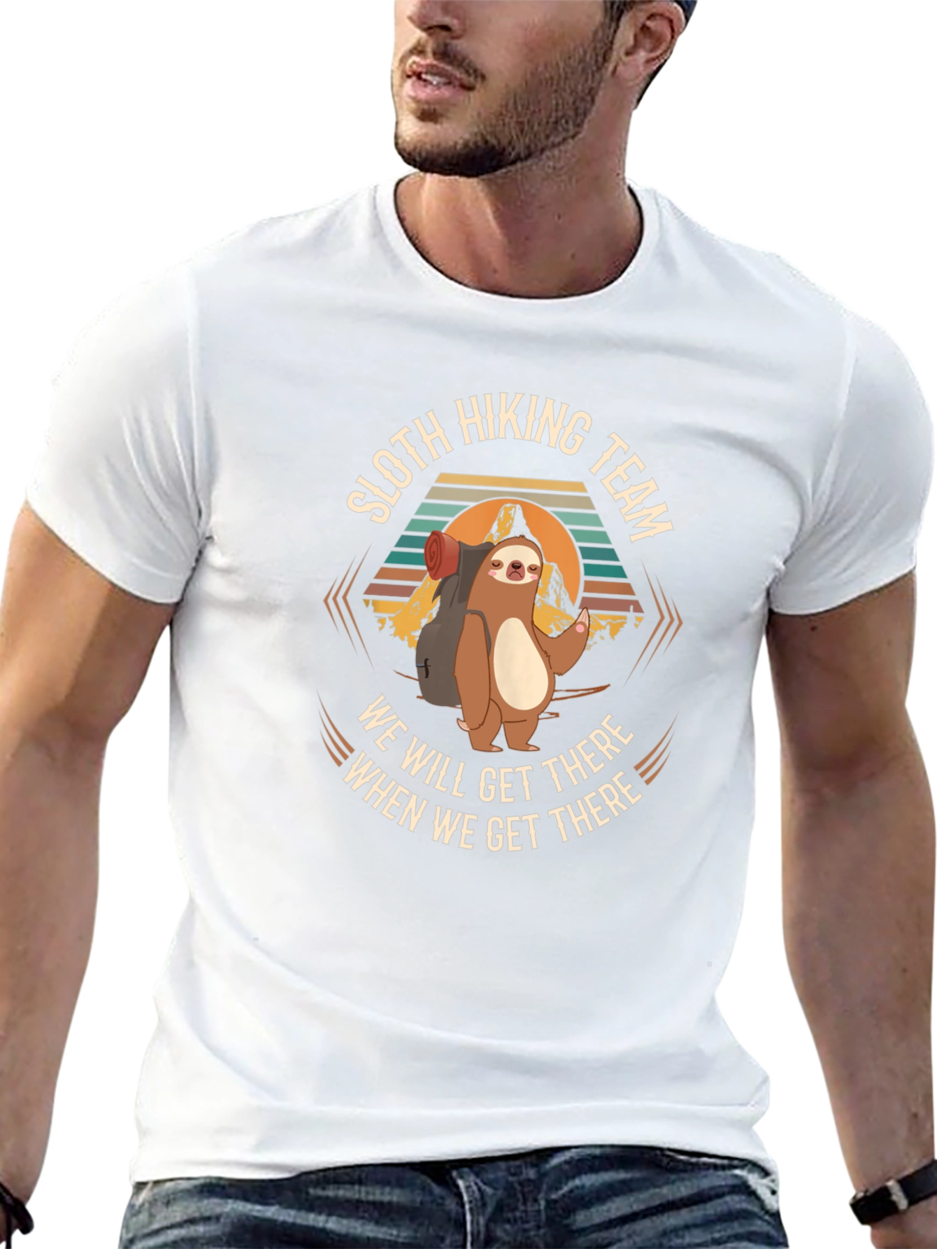 Sloth Hiking Team Graphic T-Shirt