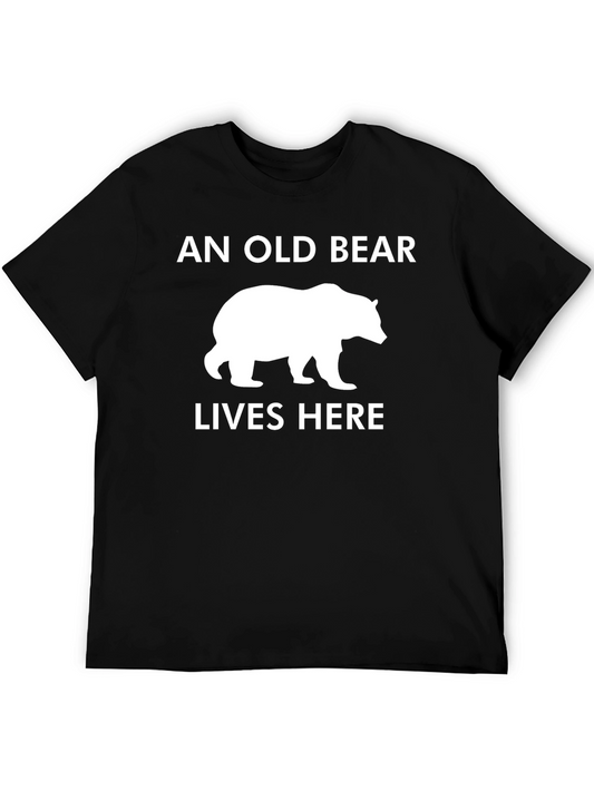An Old Bear Lives Here T-Shirt - Black Graphic Tee