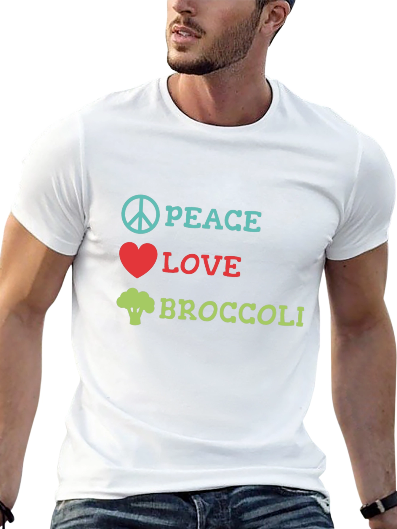 Peace Love Broccoli T-Shirt Funny Vegan Tee