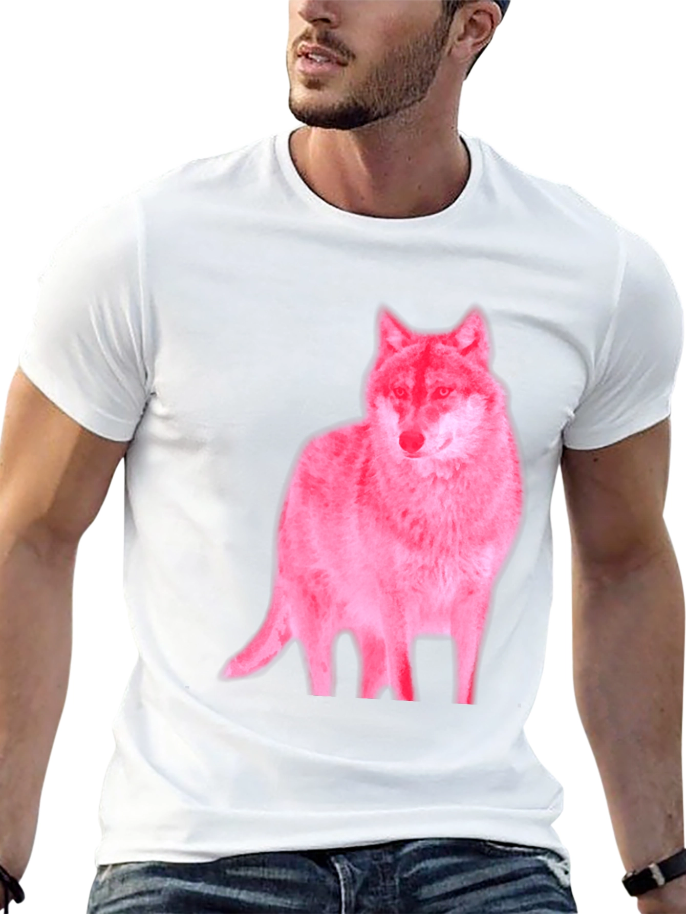Mens Black Wolf Graphic Tee - Unique Design