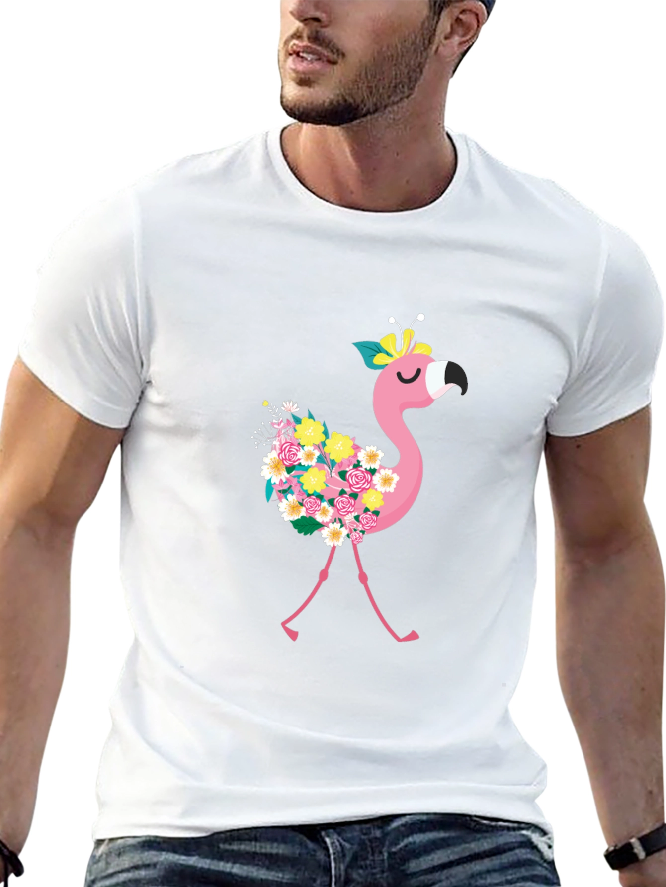 Floral Flamingo Graphic Tee - Fun & Stylish!