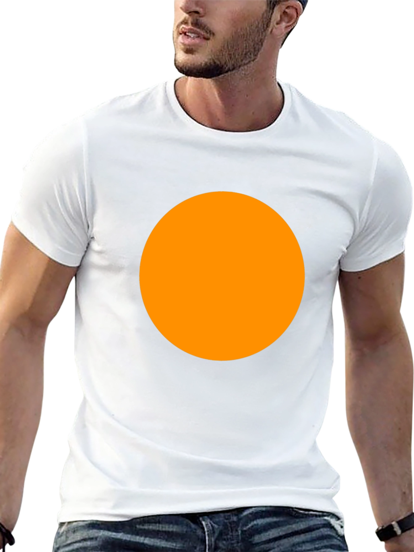 Mens Black T-Shirt with Orange Circle Graphic