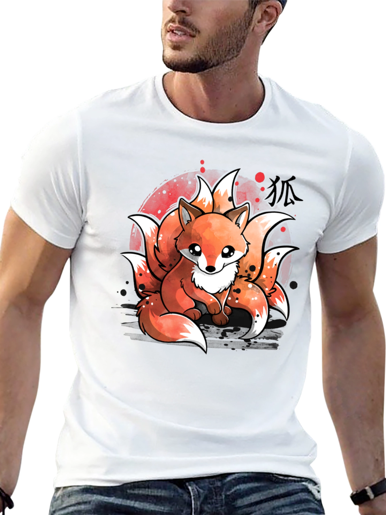 Nine-Tailed Fox Graphic T-Shirt - Anime Design