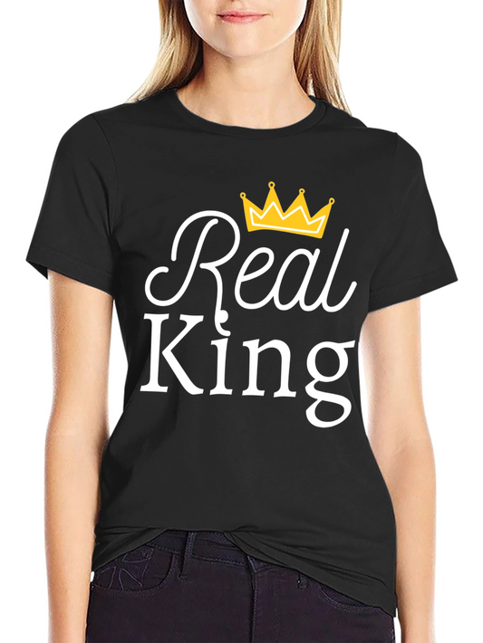 Real King Black T-Shirt with Crown Graphic