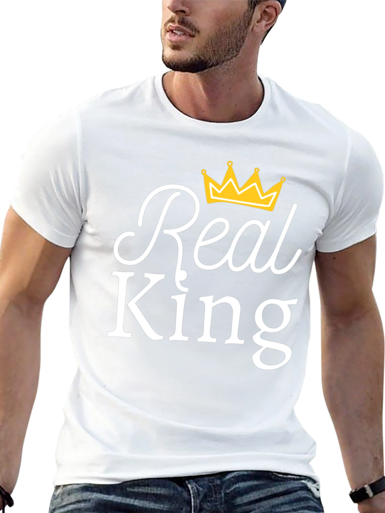 Real King Black T-Shirt with Crown Graphic