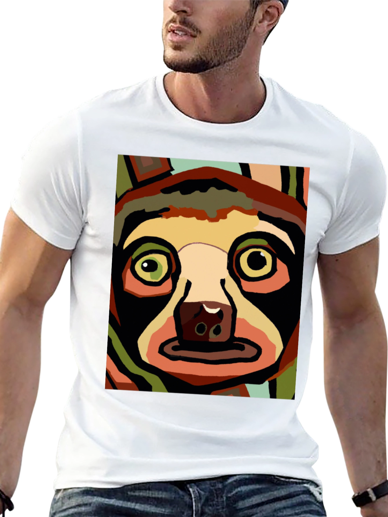 Abstract Sloth Graphic Tee - Black