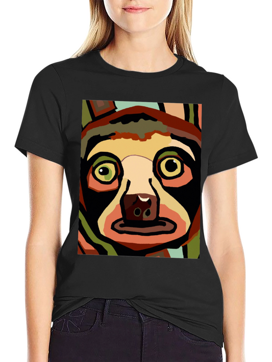 Abstract Sloth Graphic Tee - Black