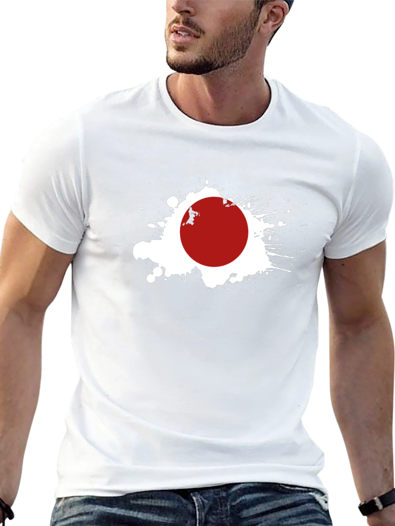 Japan Flag Graphic Tee - Black Crew Neck T-Shirt