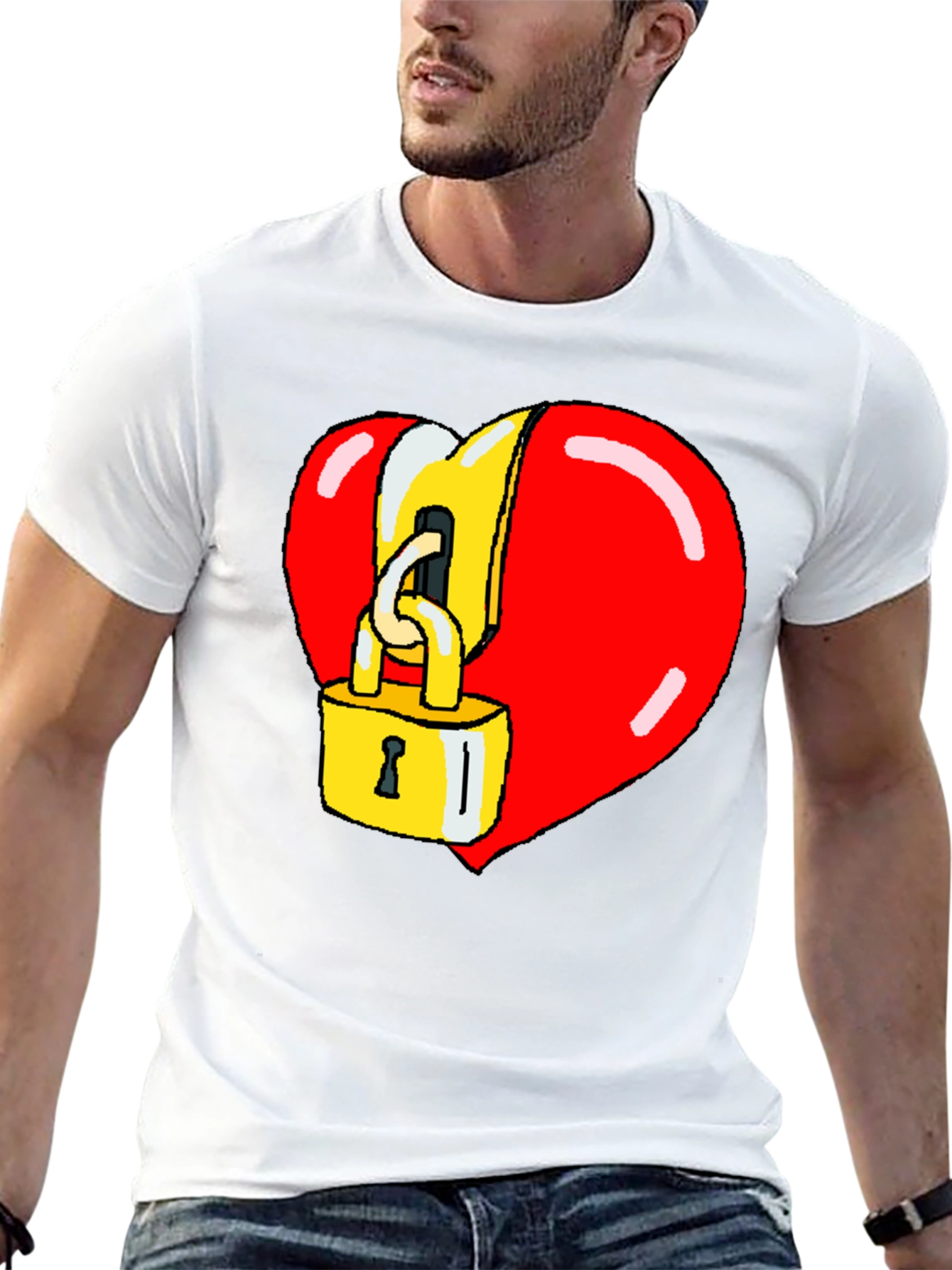 Heart Lock Graphic Tee - Cool Novelty Design
