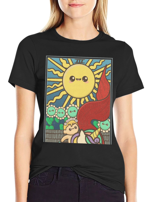Kawaii Tarot Card Sun Graphic T-Shirt