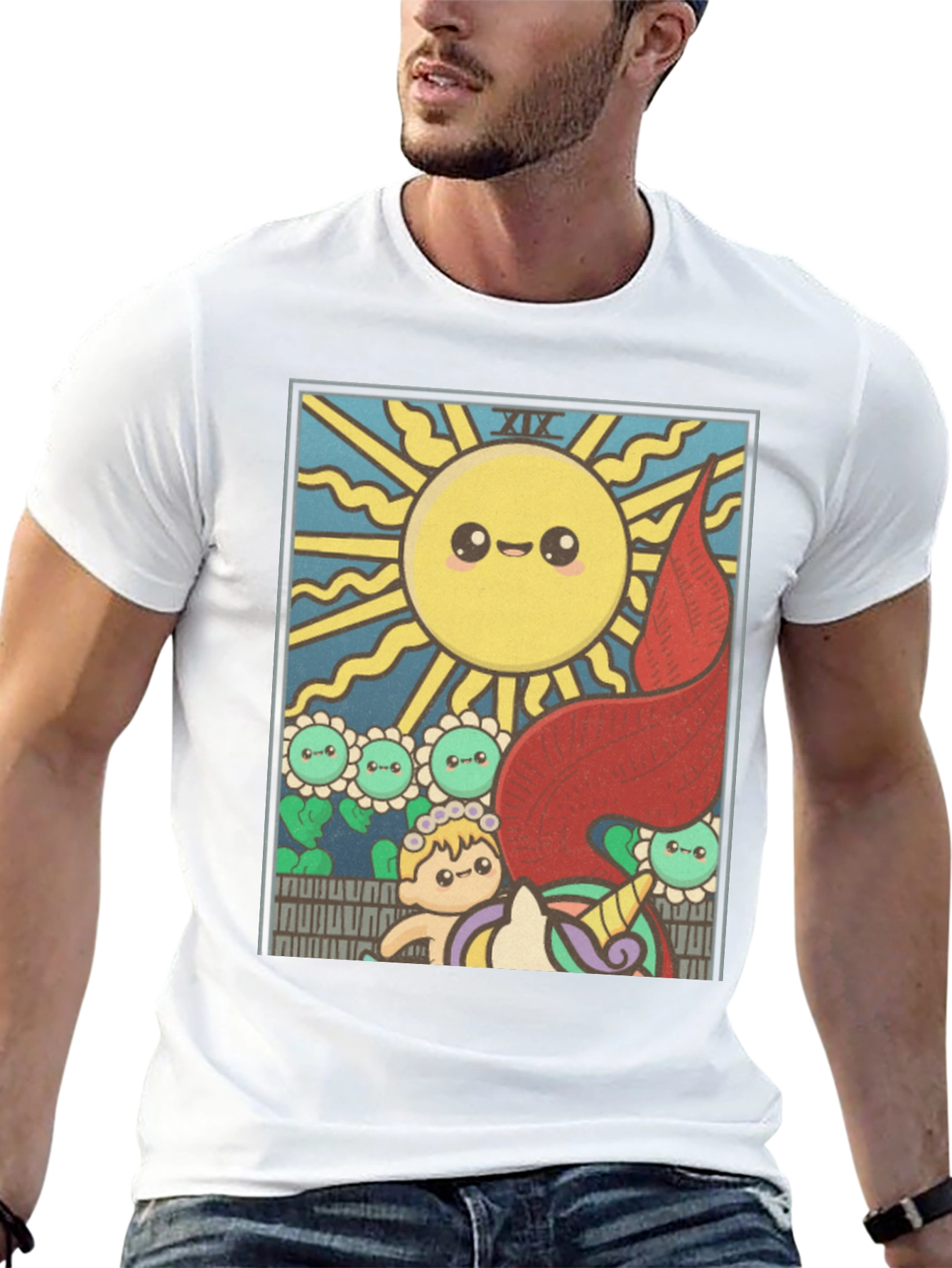 Kawaii Tarot Card Sun Graphic T-Shirt