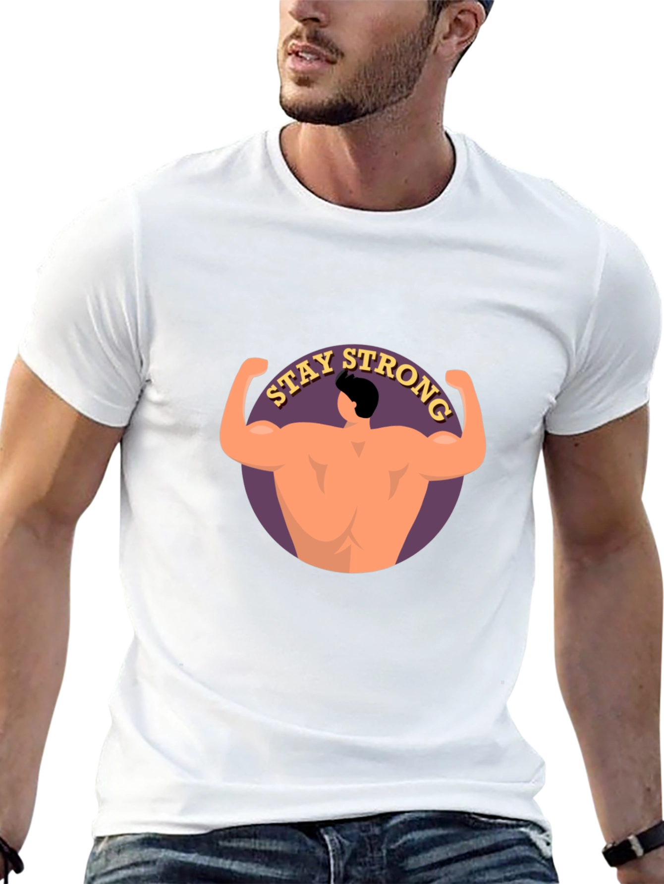 Stay Strong Graphic Print Black T-Shirt