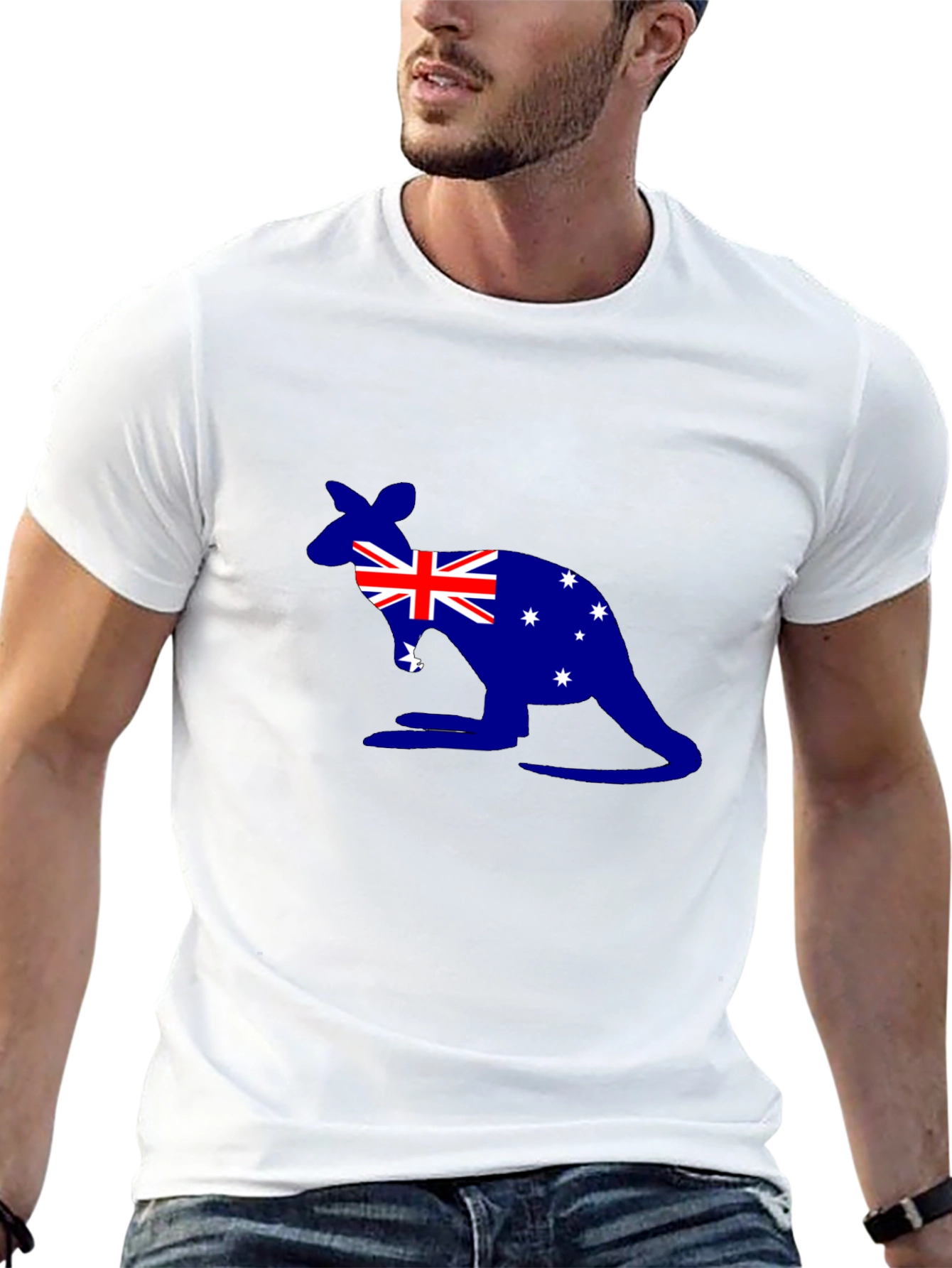Australia Flag Kangaroo Graphic Tee - Black