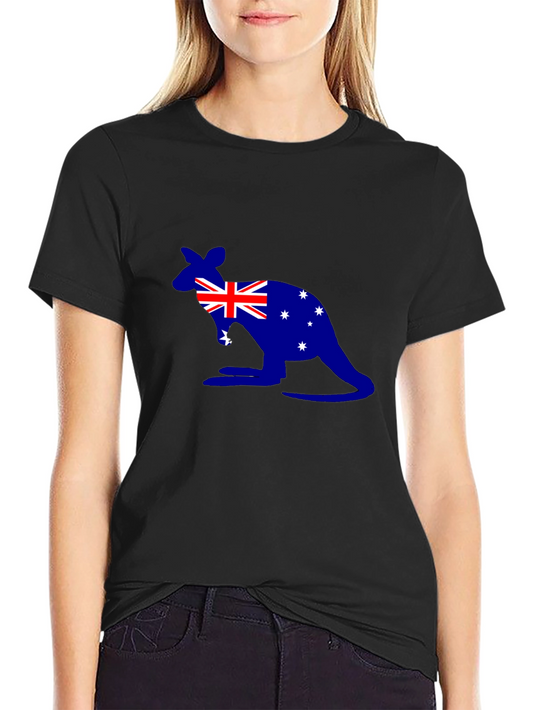 Australia Flag Kangaroo Graphic Tee - Black