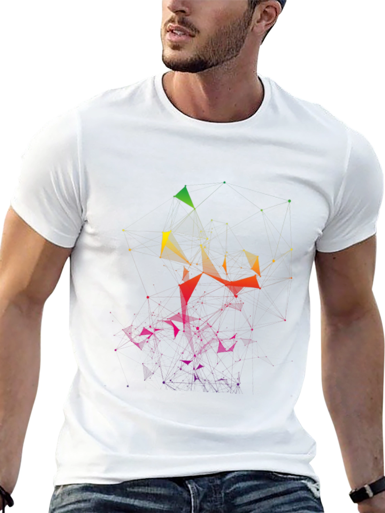 Abstract Geometric Graphic Tee - Black Cotton Blend