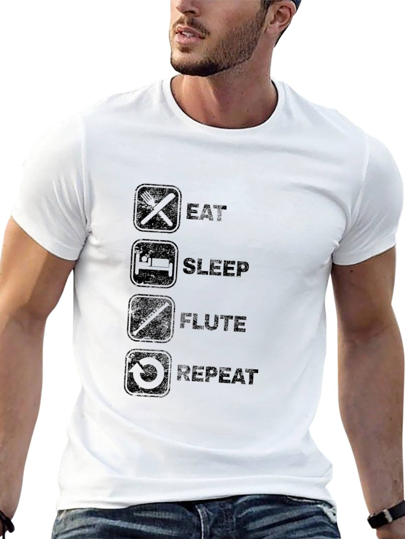 Eat Sleep Flute Repeat Black T-Shirt