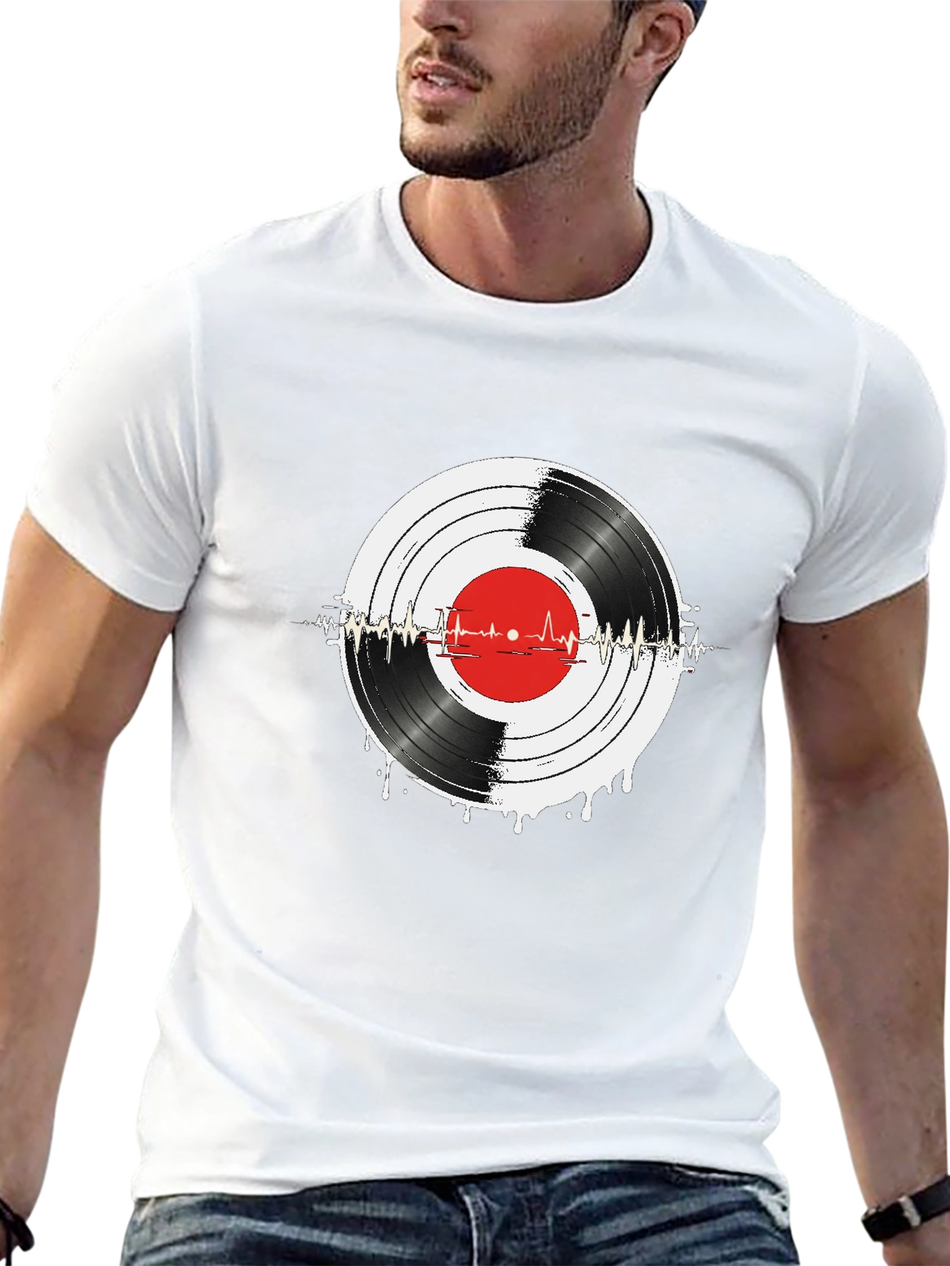 Vinyl Record Heartbeat Graphic Tee