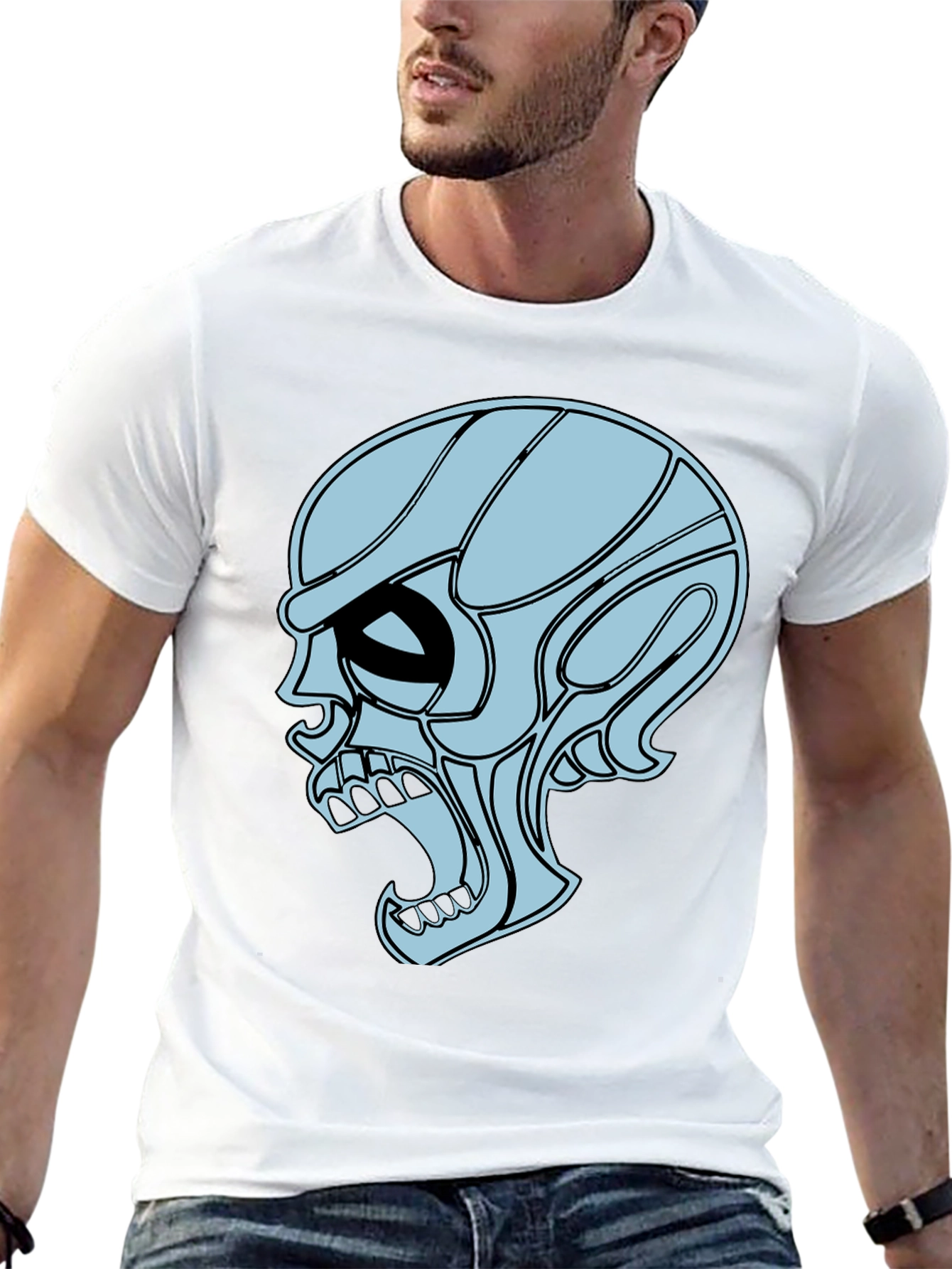 Edgy Skull Graphic Tee - Mens Black T-Shirt
