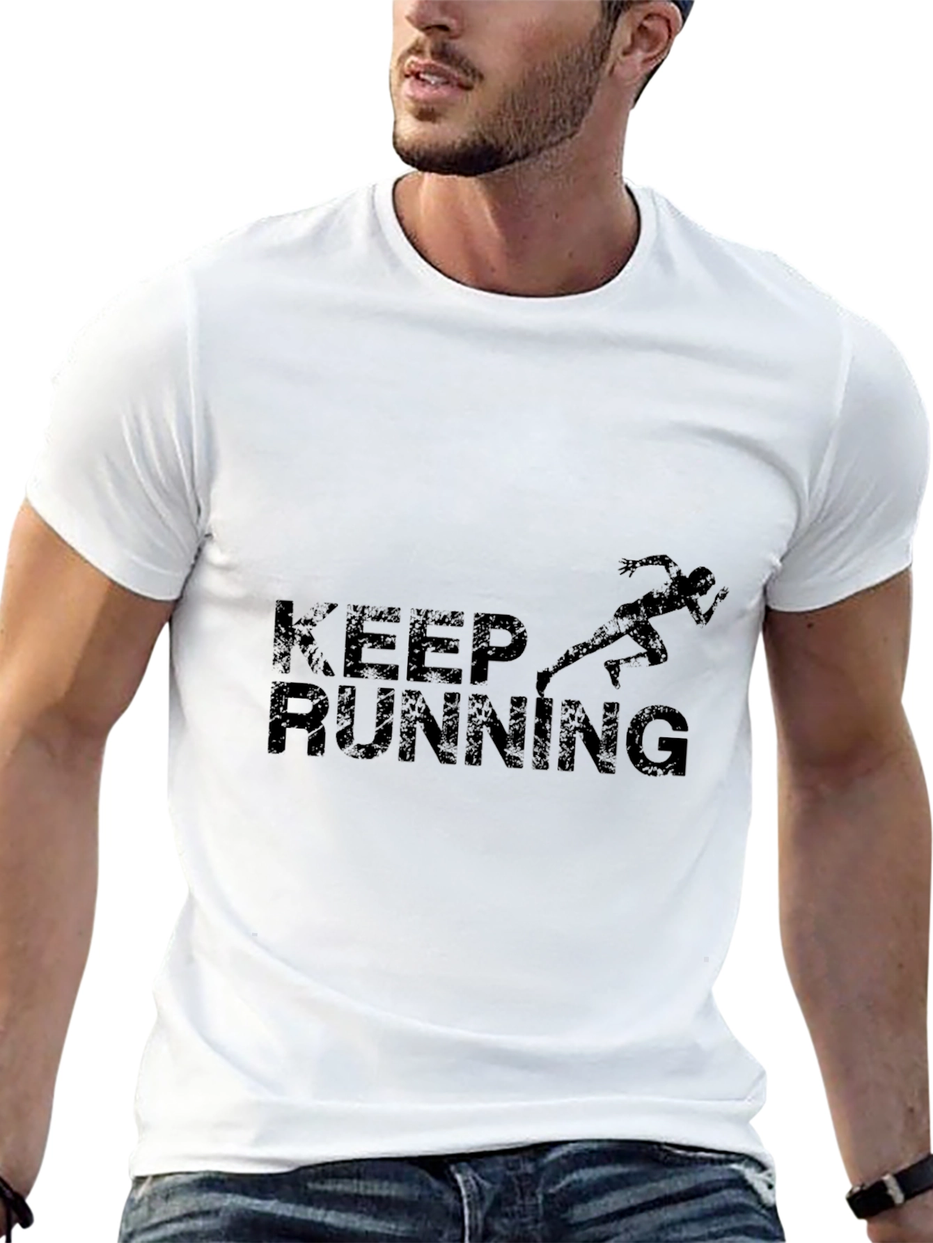 Keep Running T-Shirt - Black Athletic Design
