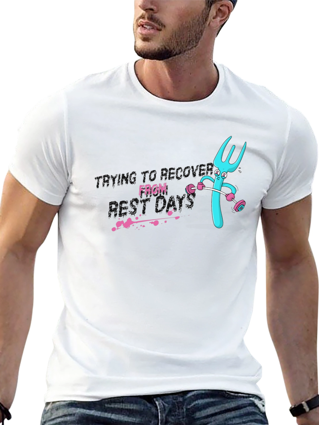 Funny Fork Lifting Weights Graphic Tee