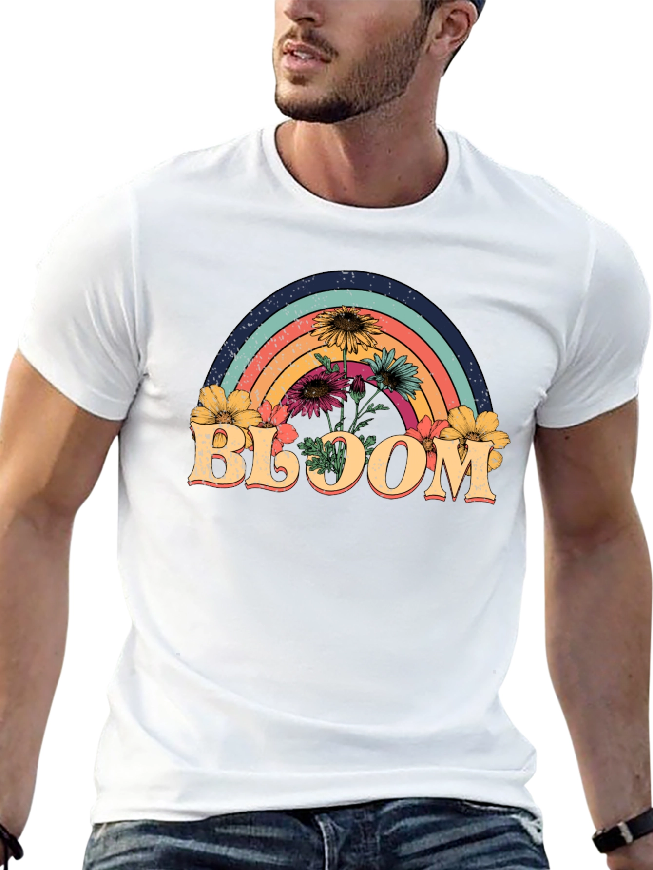 Bloom Rainbow Graphic Tee - Black