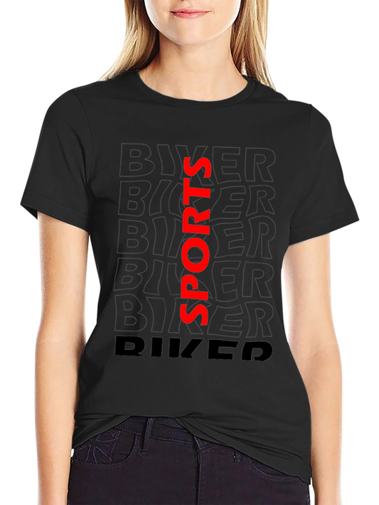 Biker Sports Graphic Tee - Black Casual T-Shirt