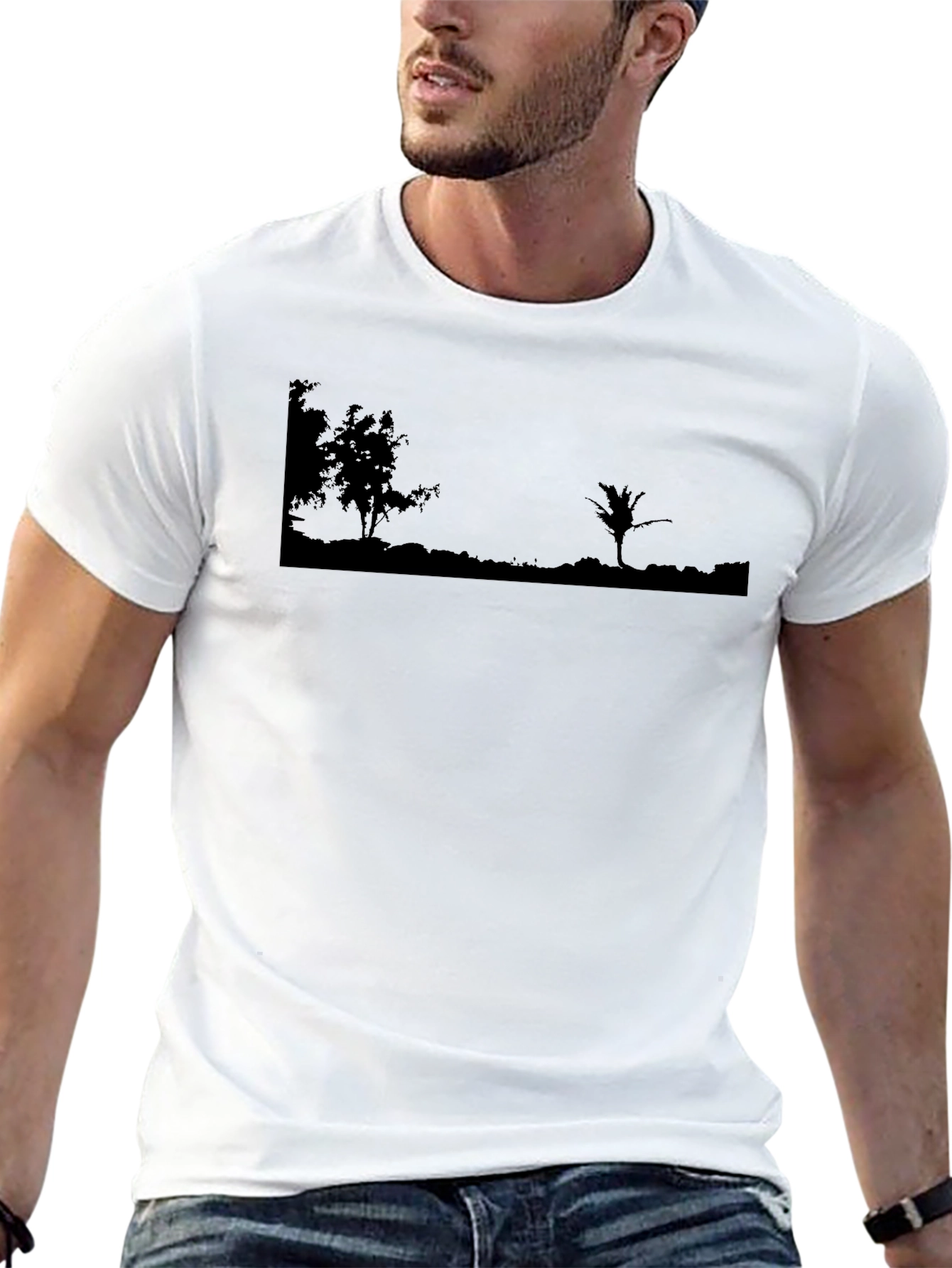Nature Scene Graphic Black T-Shirt