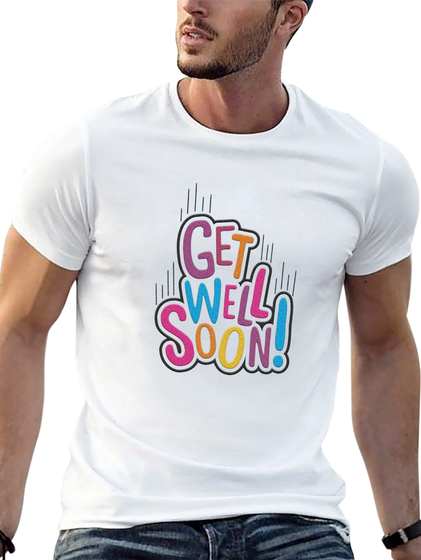 Get Well Soon Black Cotton Graphic Tee