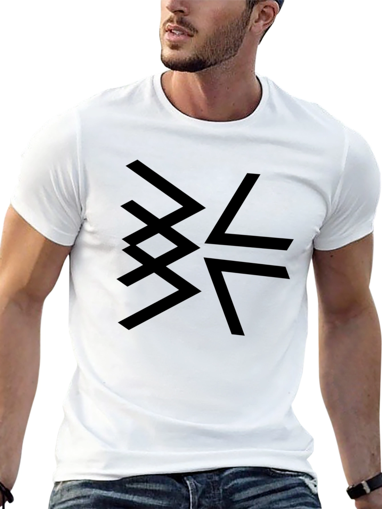 Geometric Graphic Print Black T-Shirt