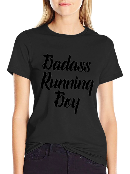 Badass Running Boy T-Shirt Black Tee