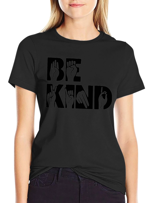 Be Kind Sign Language Black Graphic T-Shirt