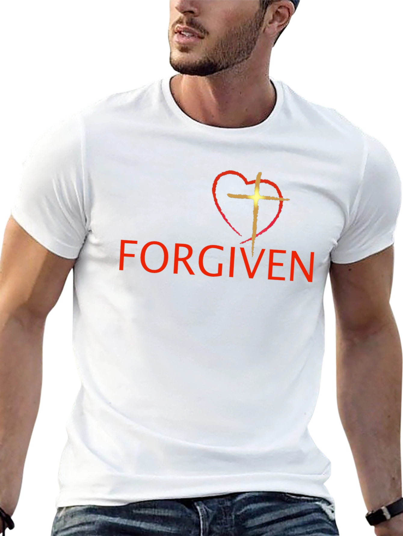 Forgiven Heart Cross Graphic T-Shirt