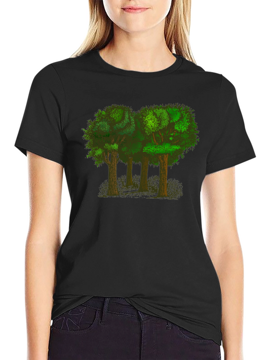 Arboreal Tee: Forest Graphic Black T-Shirt