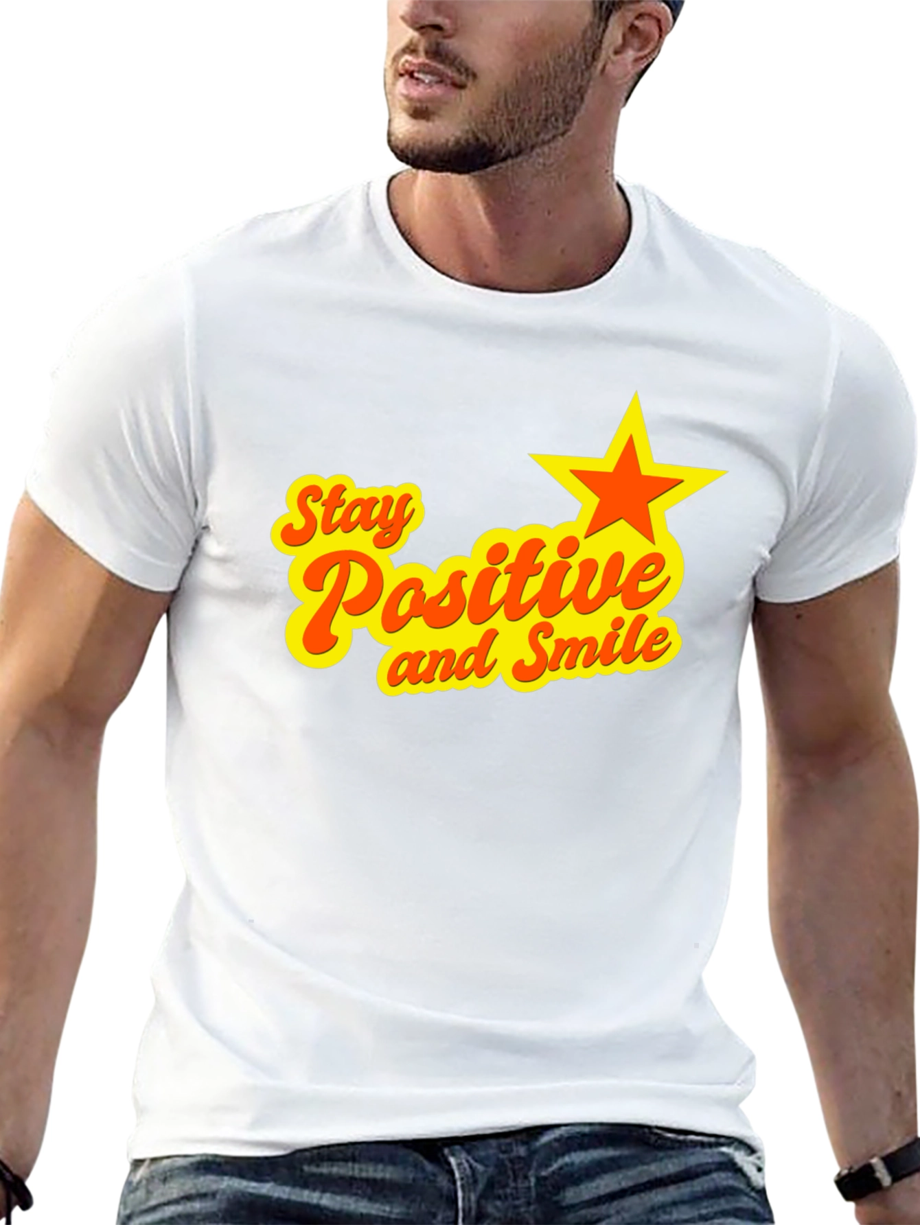 Stay Positive and Smile Black Graphic Tee