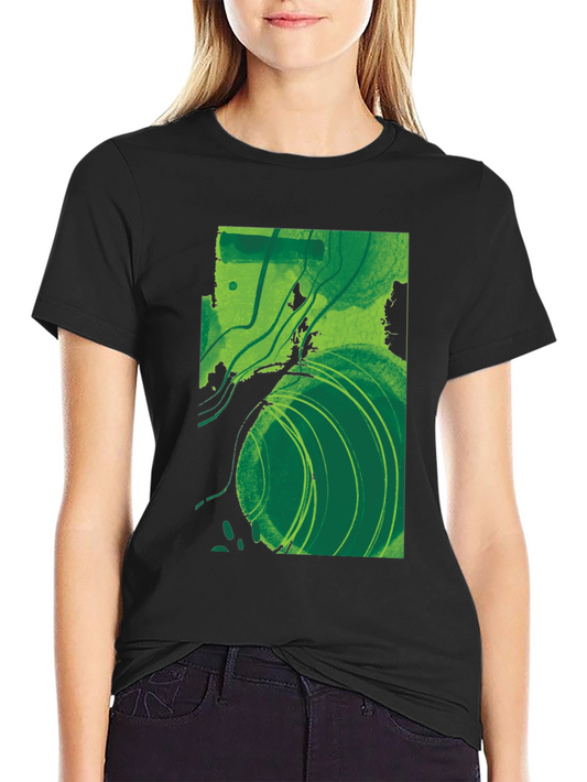Abstract Green Graphic T-Shirt - Modern Art Tee