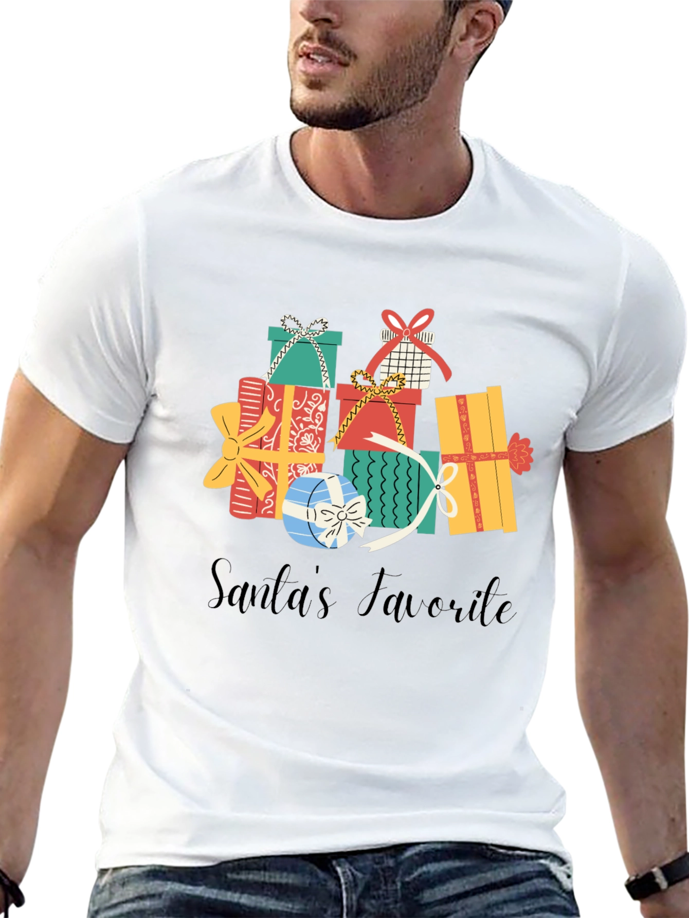 Santas Favorite Gift Stack Graphic Tee