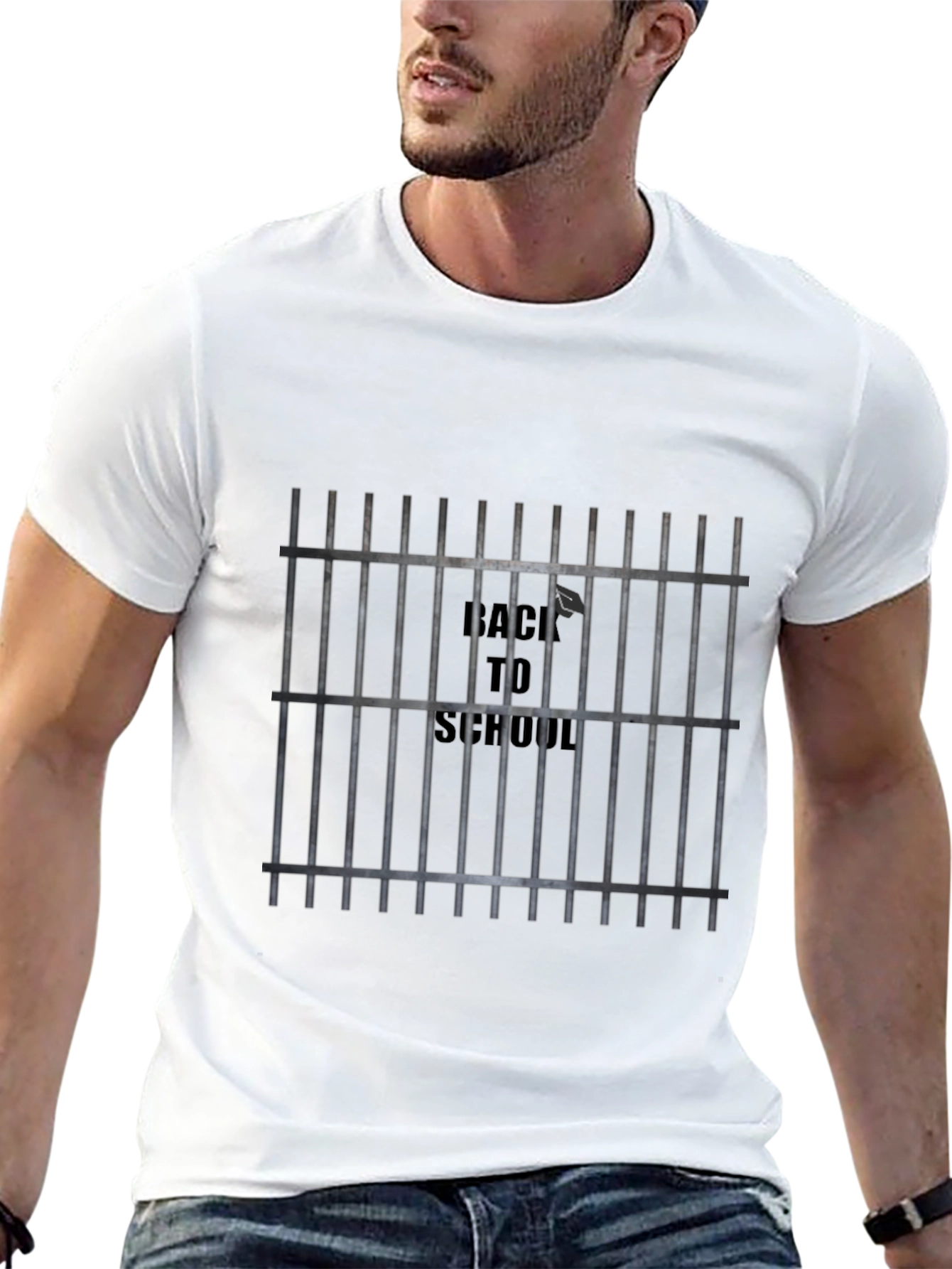 Back to School Jail Bar Graphic Tee - Black